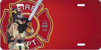 Firefighter With Logo Offset Airbrush License Plate