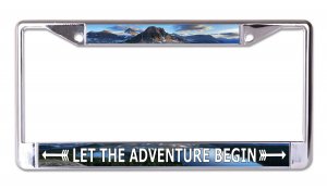 Let The Adventure Begin Chrome License Plate Frame