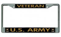 Veteran U.S. Army Chrome License Plate Frame