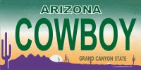 Arizona Cowboy Photo License Plate
