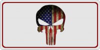 Punisher Skull American Flag Centered Photo License Plate