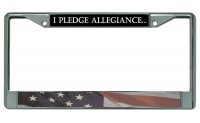 I Pledge Allegiance With U.S. Flag Chrome License Plate Frame