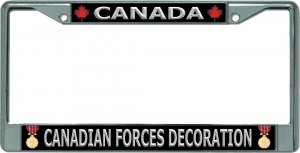 Canada Canadian Forces Decoration Chrome License Plate Frame
