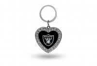 Oakland Raiders Bling Rhinestone Heart Keychain
