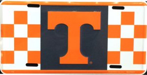 Tennessee Vols Checkered Metal License Plate