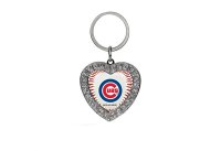 Chicago Cubs Bling Rhinestone Heart Key Chain