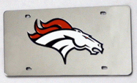 Denver Broncos Silver Laser License Plate