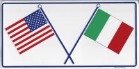 USA / Italy Crossed Flag Photo License Plate