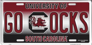 South Carolina Gamecocks GO COCKS Metal License Plate