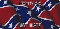 Heritage Not Hate Waving Confederate Flag Plate