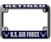 U.S. Air Force Retired Chrome Motorcycle License Plate Frame