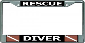Rescue Diver Chrome License Plate Frame