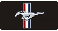 Ford Mustang Tri-bar Pony Logo Black Photo License Plate