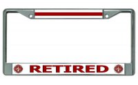 Firefighter Retired #2 Chrome License Plate Frame