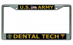 U.S. Army Dental Tech Chrome License Plate Frame