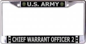 U.S. Army Chief Warrant Officer 2 Chrome License Plate Frame