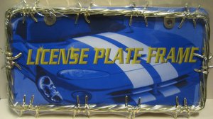 Two-hole Gold Barbed Wire License Plate Frame