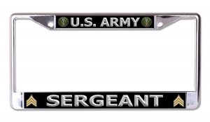 U.S. Army Sergeant Silver Letters Chrome License Plate Frame