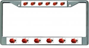Multiple Ladybugs Chrome License Plate Frame