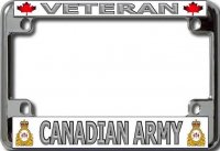 Veteran Canadian Army Chrome Motorcycle License Plate Frame