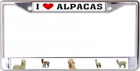 I Love Alpacas Chrome License Plate Frame