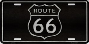 Route 66 Black Metal License Plate