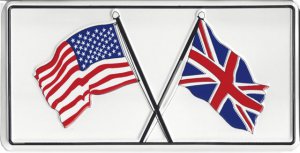 American/British Flags Photo License Plate