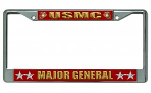 USMC Major General Chrome Photo License Plate Frame