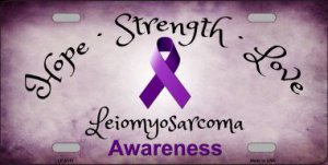 Leiomyosarcoma Cancer Ribbon Metal License Plate