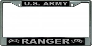 U.S. Army Ranger In Gray Chrome License Plate Frame