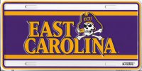 East Carolina University Purple/White Metal License Plate