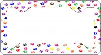 Colorful Paw Prints Thin Style License Plate Frame