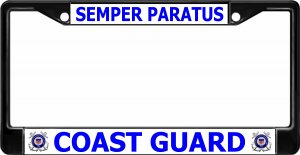 Coast Guard Semper Paratus Black License Plate Frame