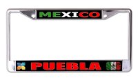 Mexico Puebla Chrome License Plate Frame
