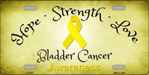 Bladder Cancer Ribbon Metal License Plate