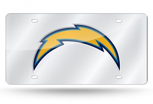 Los Angeles Chargers Silver Laser License Plate