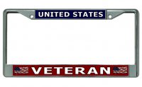 United States Veteran Chrome License Plate Frame