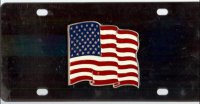 US Flag 3-D on Stainless Steel License Plate