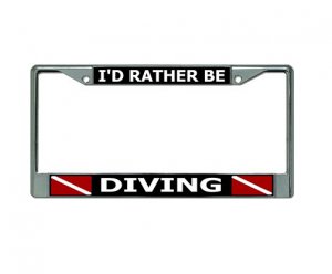 I'D Rather Be Diving Chrome License Plate Frame