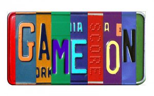 GAME ON Cut Style Metal Art License Plate