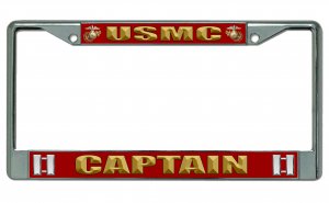 USMC Captain Chrome License Plate Frame