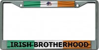 Irish Brotherhood U.S. Flag Shamrock Chrome License Plate Frame
