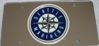 Seattle Mariners Silver Laser License Plate