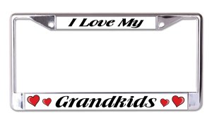 I Love My Grandkids Chrome License Plate Frame