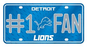 Detroit Lions #1 Fan Metal License Plate