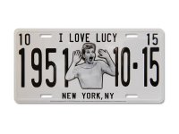 I Love Lucy Metal License Plate White 1951 Lucille Ball New York 