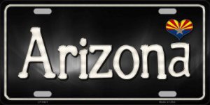 Arizona Flag Script Metal License Plate