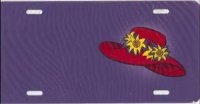 Red Hat on Purple Airbrush License Plate