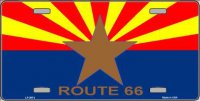 Arizona Sunburst Route 66 License Plate