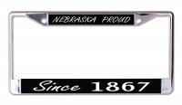 Nebraska Proud Since 1867 Chrome License Plate Frame